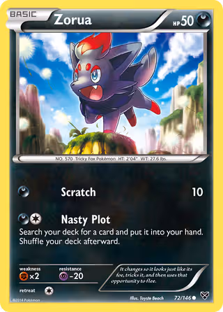 Zorua 72/146 Pokemon card