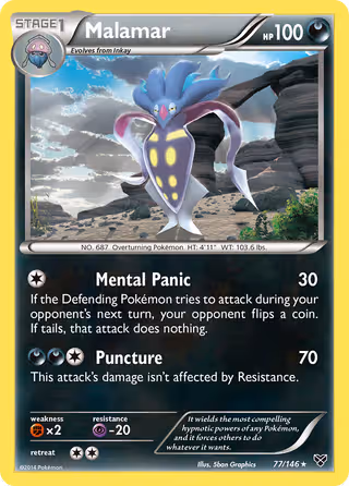 Malamar 77/146 Pokemon card