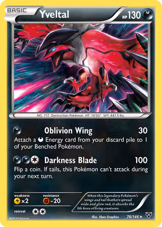 Yveltal 78/146 Pokemon card