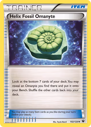 Helix Fossil Omanyte 102/124 Pokemon card