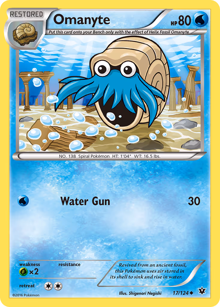 Omanyte 17/124 Pokemon card