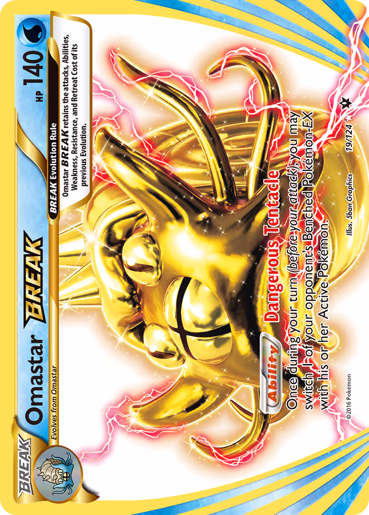 Omastar BREAK 19/124 Pokemon card