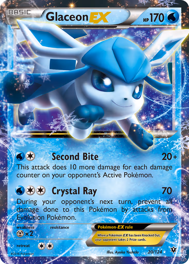 Glaceon EX 20/124 Pokemon card