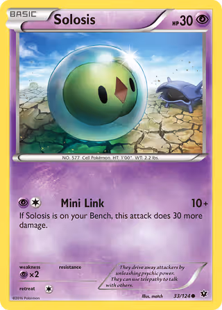 Solosis 33/124 Pokemon card