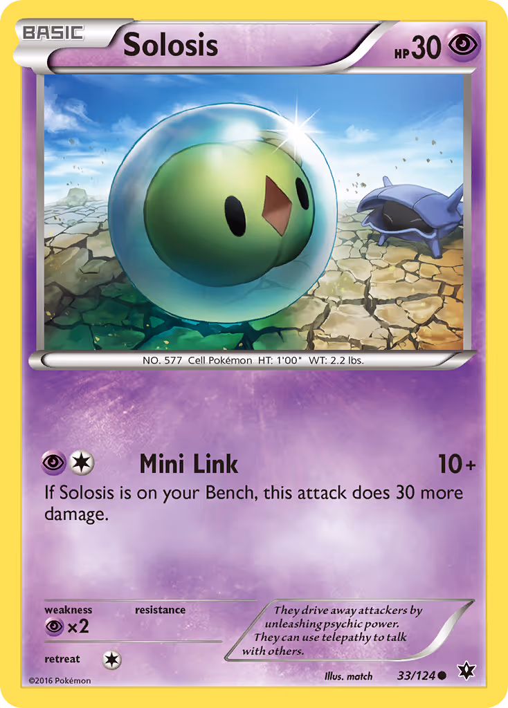 Solosis 33/124 Pokemon card