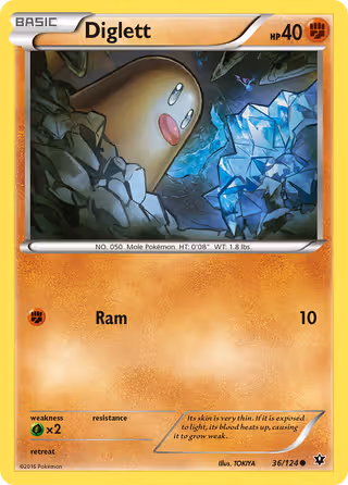 Diglett 36/124 Pokemon card
