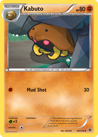 Kabuto 38/124 Pokemon card