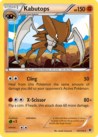 Kabutops 39/124 Pokemon card