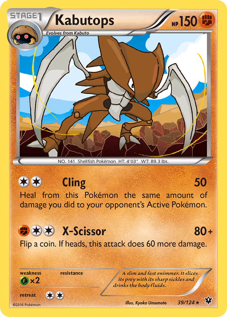 Kabutops 39/124 Pokemon card
