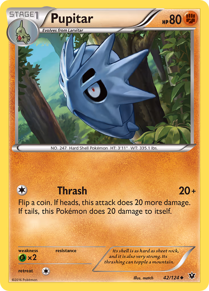 Pupitar 42/124 Pokemon card