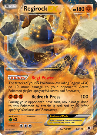 Regirock EX 43/124 Pokemon card