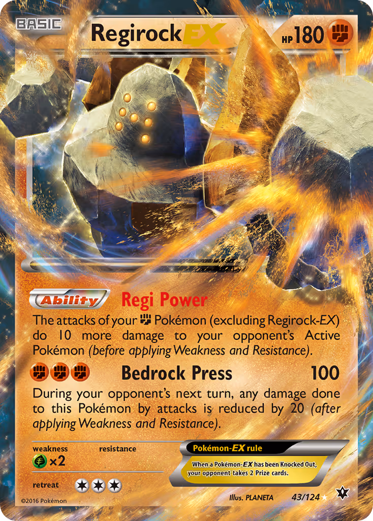 Regirock EX 43/124 Pokemon card