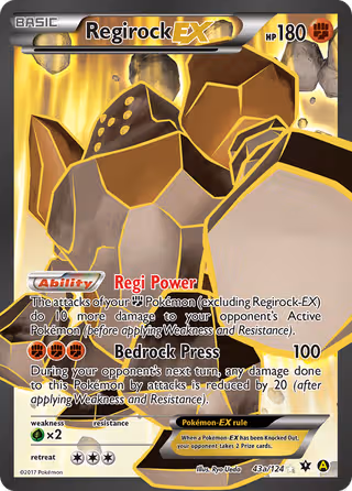 Regirock EX 43a Pokemon card