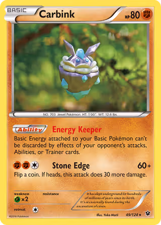 Carbink 49/124 Pokemon card