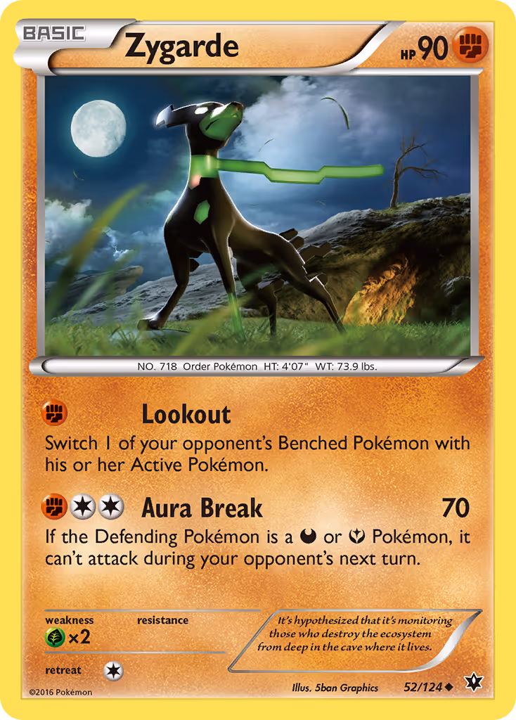 Zygarde 52/124 Pokemon card
