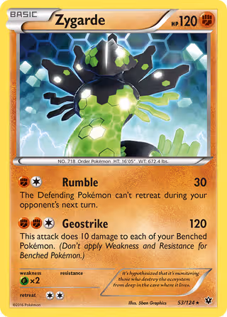 Zygarde 53/124 Pokemon card