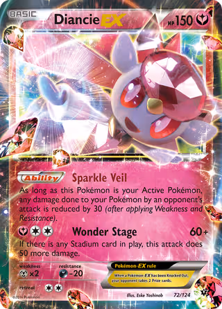 Diancie EX 72/124 Pokemon card
