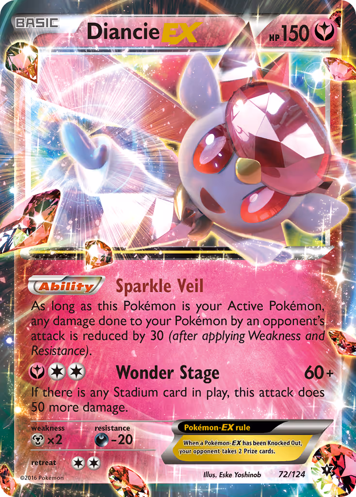 Diancie EX 72/124 Pokemon card
