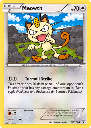 Meowth 74/124 Pokemon card