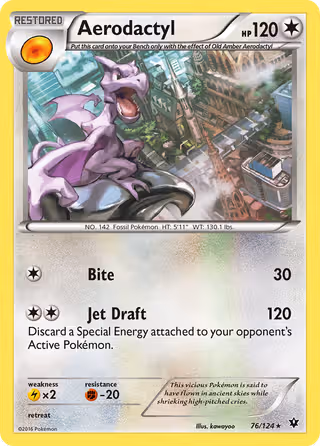 Aerodactyl 76/124 Pokemon card