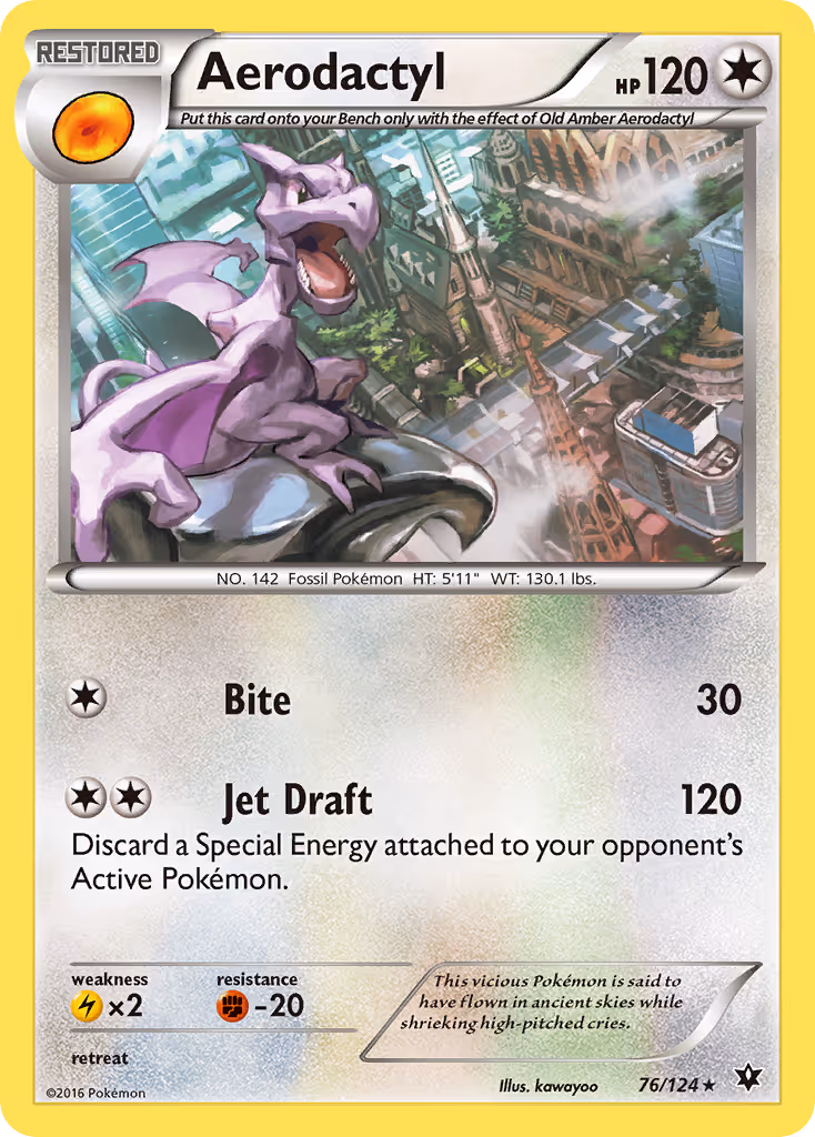 Aerodactyl 76/124 Pokemon card