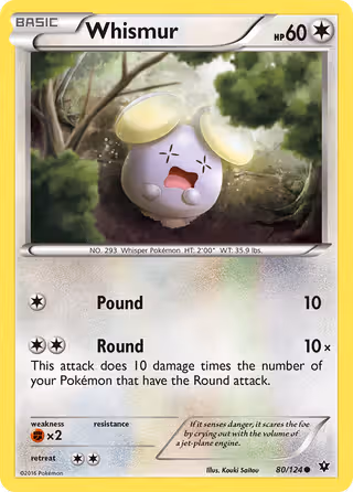 Whismur 80/124 Pokemon card
