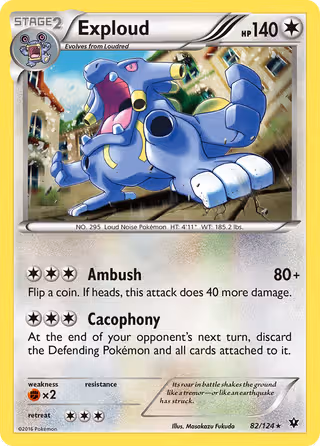 Exploud 82/124 Pokemon card