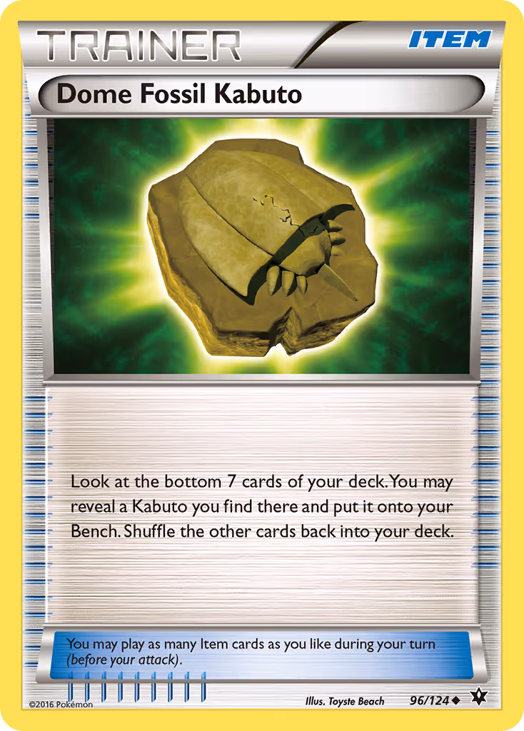 Dome Fossil Kabuto 96/124 Pokemon card