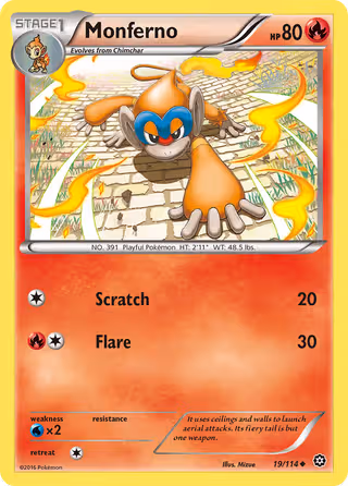 Monferno 19/114 Pokemon card