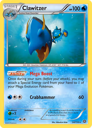 Clawitzer 34/114 Pokemon card