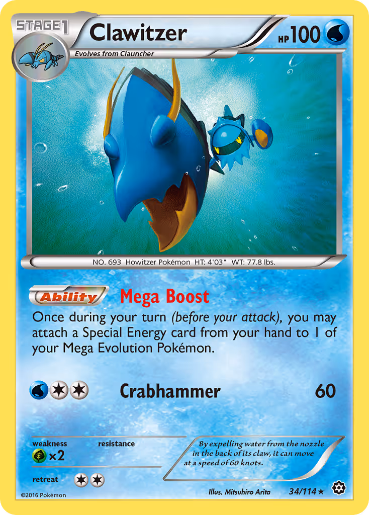 Clawitzer 34/114 Pokemon card