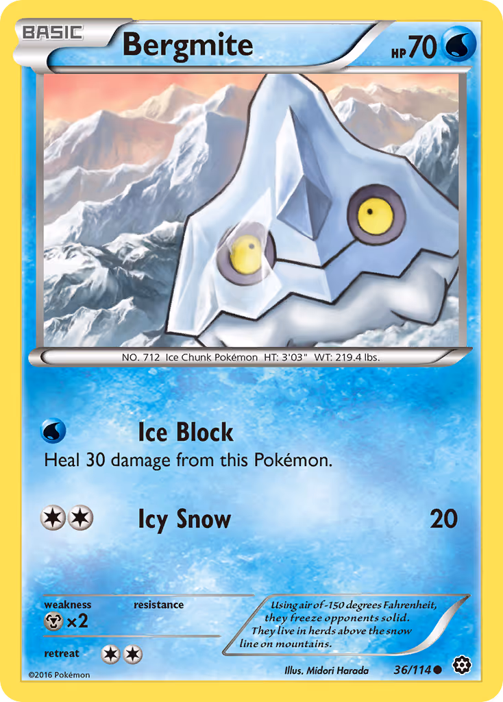 Bergmite 36/114 Pokemon card