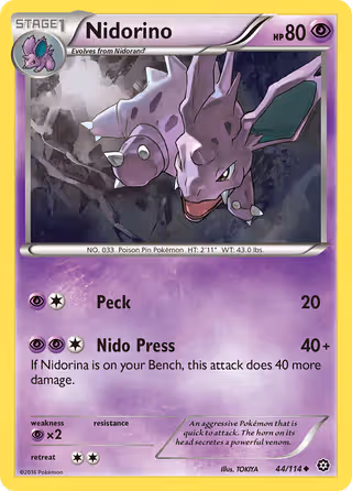 Nidorino 44/114 Pokemon card