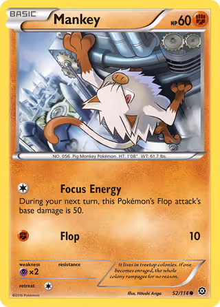 Mankey 52/114 Pokemon card