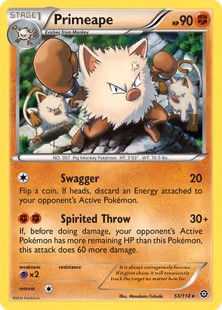 Primeape 53/114 Pokemon card