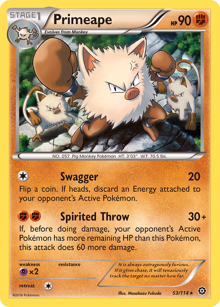 Primeape 53/114 Pokemon card