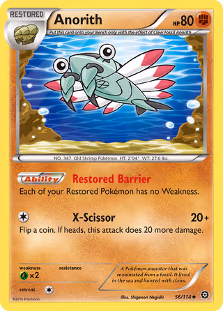 Anorith 56/114 Pokemon card