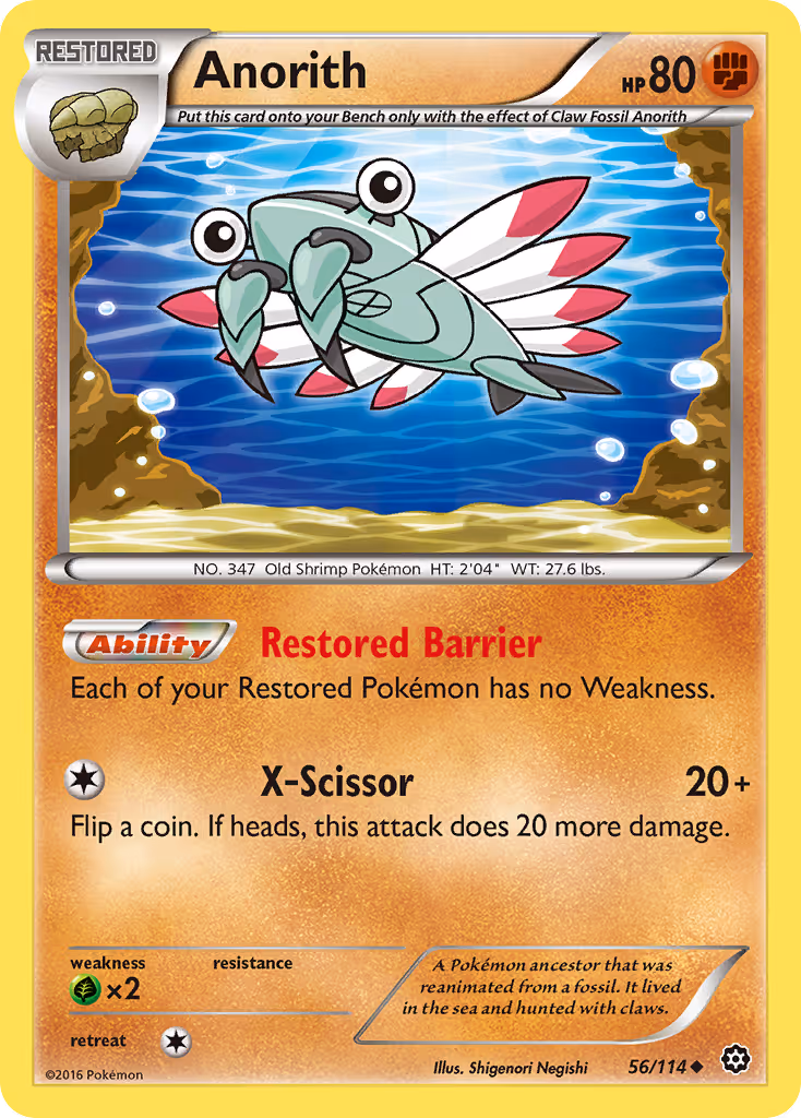 Anorith 56/114 Pokemon card
