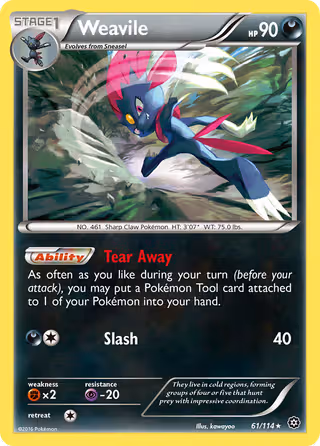 Weavile 61/114 Pokemon card