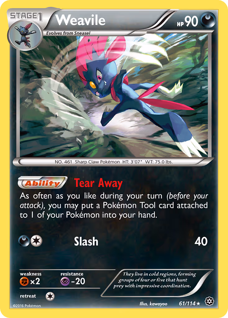 Weavile 61/114 Pokemon card