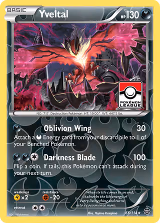 Yveltal 65/114 Pokemon card