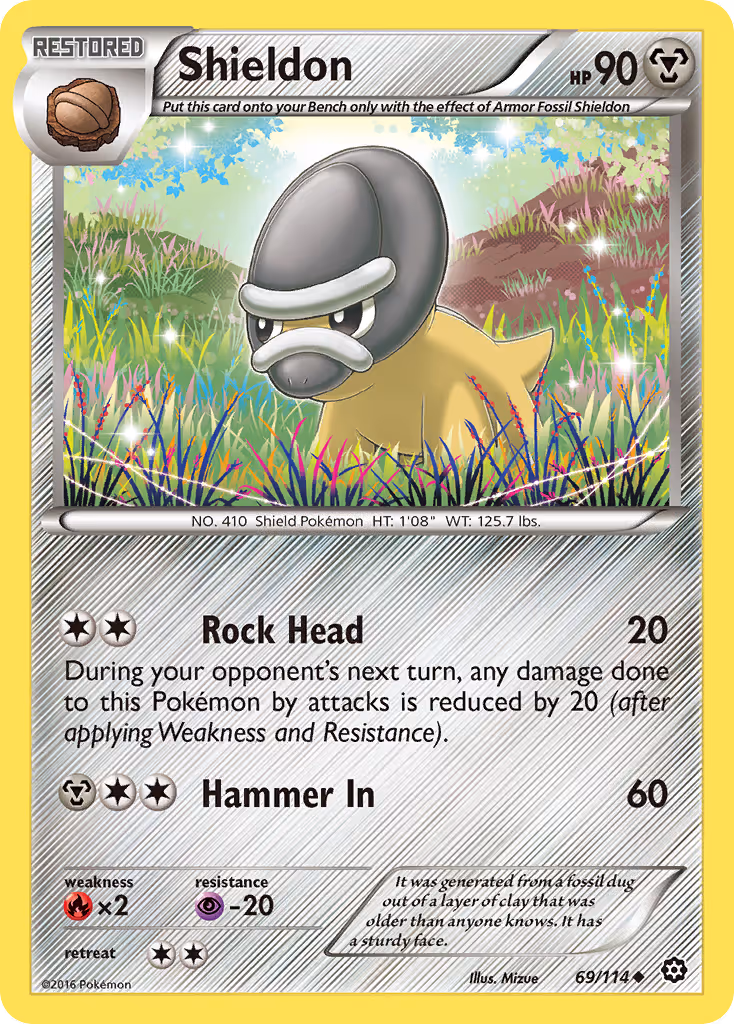 Shieldon 69/114 Pokemon card