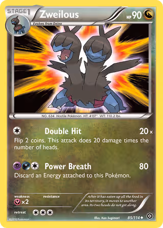 Zweilous 85/114 Pokemon card