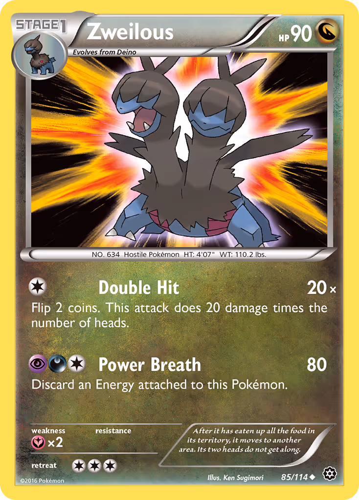 Zweilous 85/114 Pokemon card
