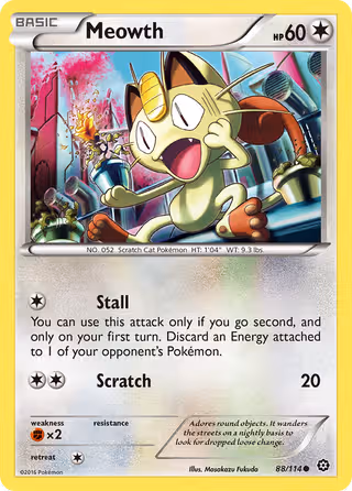 Meowth 88/114 Pokemon card