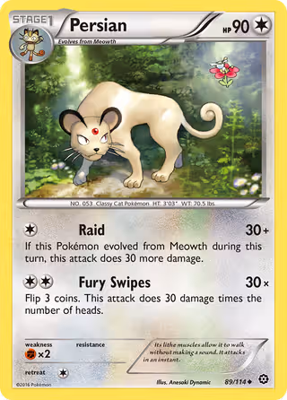 Persian 89/114 Pokemon card