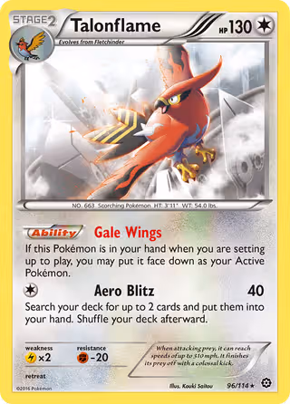 Talonflame 96/114 Pokemon card