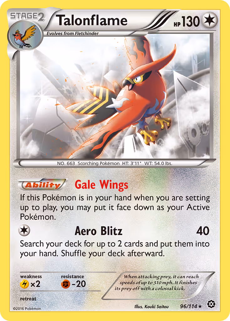 Talonflame 96/114 Pokemon card