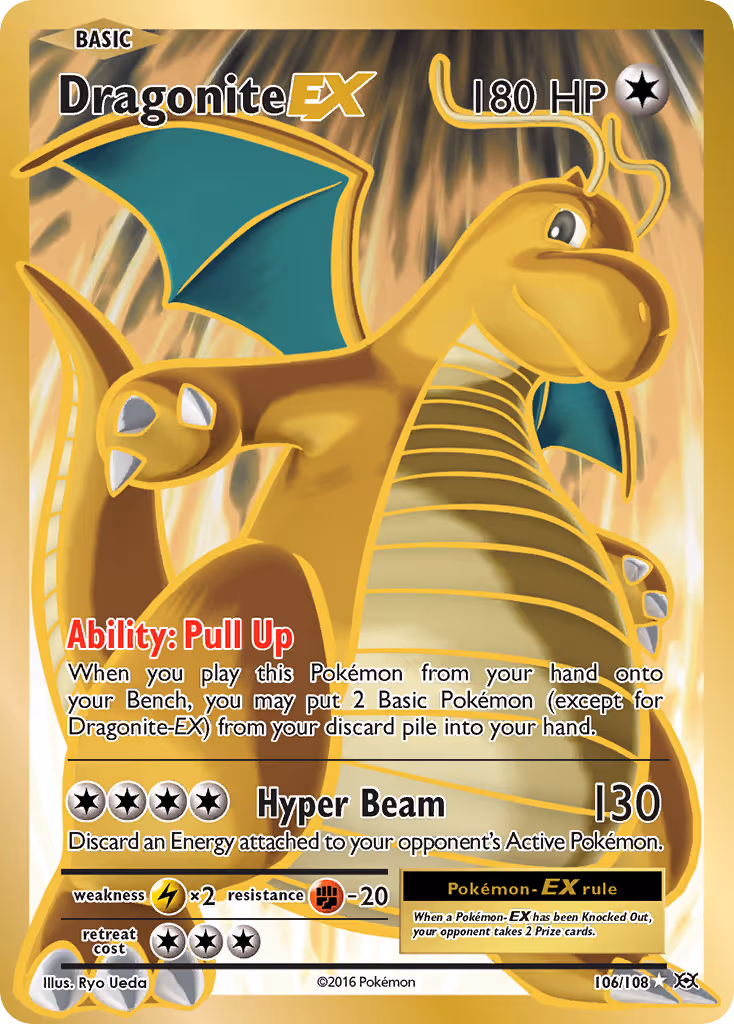 Dragonite EX 106/108 Pokemon card