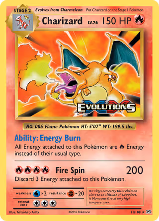 Charizard 11/108 Pokemon card